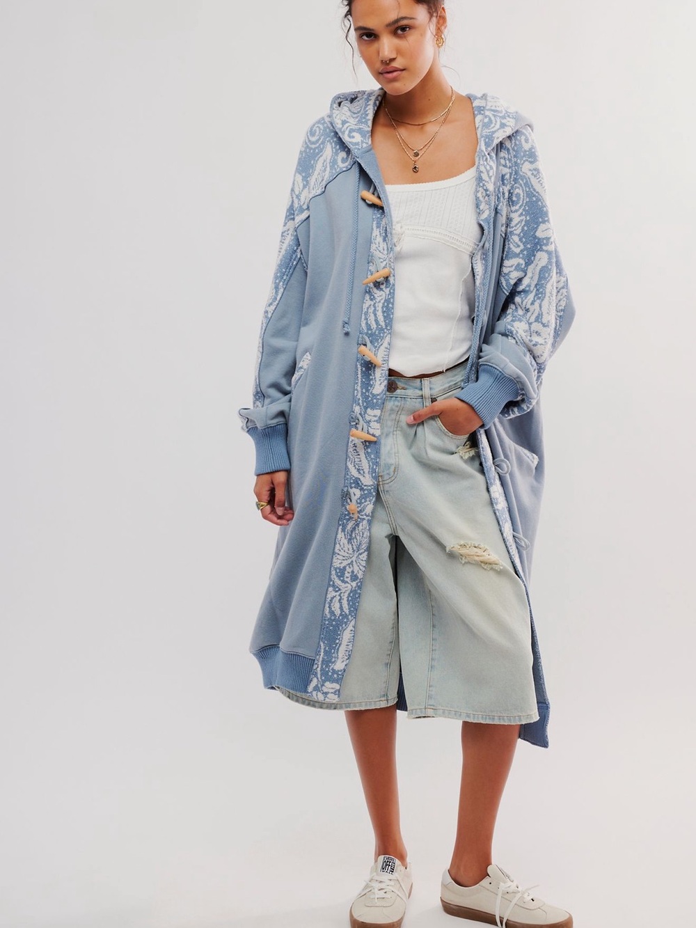 NWOT Free People Last Splash Sweatshirt Windward Blue Combo